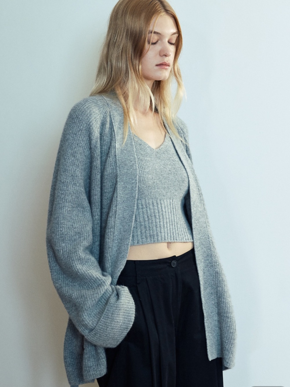FrontRow Heather Grey Knit Two Piece Longe Set Size Small NWT